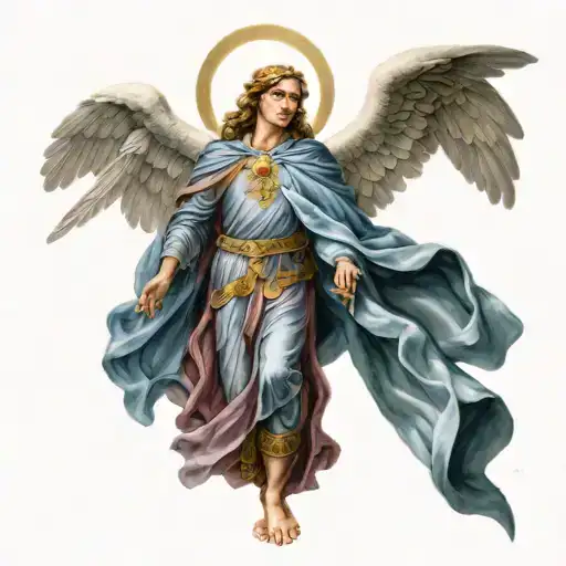 Saint Raphael the Archangel healing tattoo design idea
