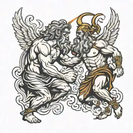 Zeus vs ades fight tattoo design tattoo design idea