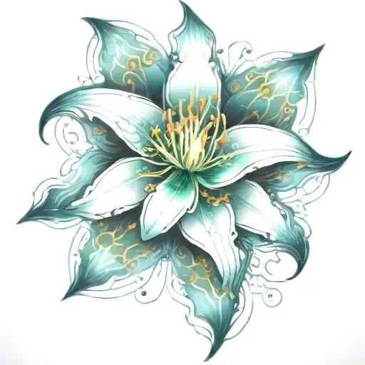 lily flower blooming tattoo design idea