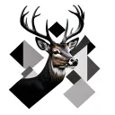 3d geometric design incorporating whitetail deer tattoo design idea