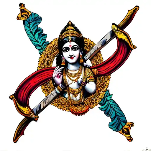 A combination of Shri Ram's bow and the Pauwveer from Krishna tattoo design idea