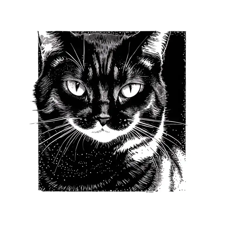 Cat ink paste tattoo design idea