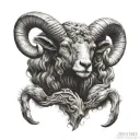 aries ram vs Goliath facing tattoo design idea
