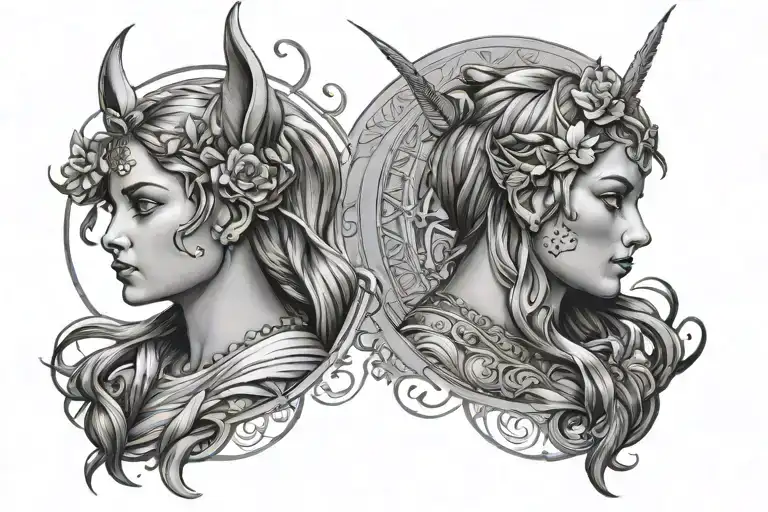 Apollo and Artemis inspired tattoo tattoo design idea