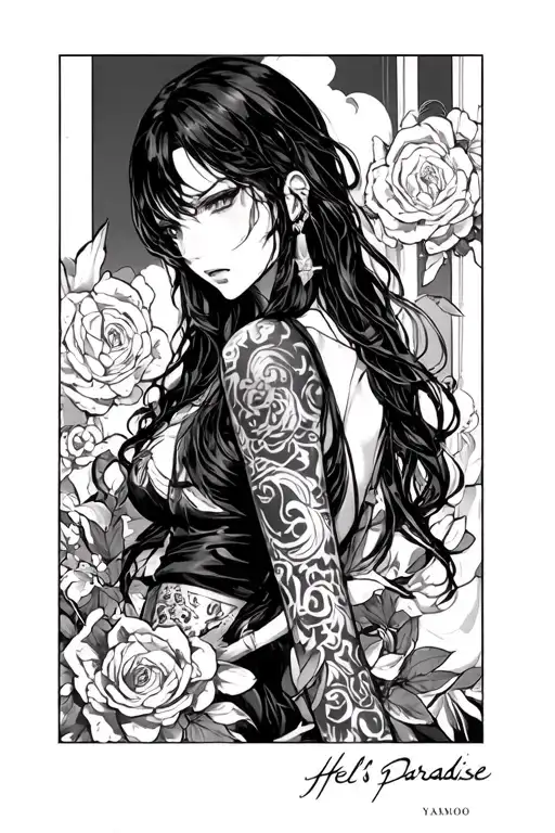 shion yamada manga panel hell's paradise tattoo design idea