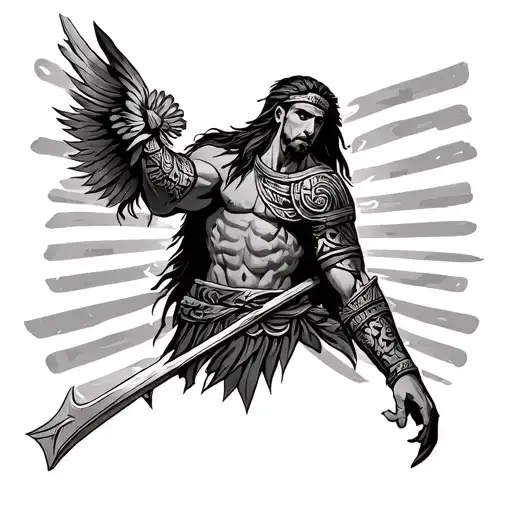 Greek warrior tribal tattoo around the arm band tattoo design idea