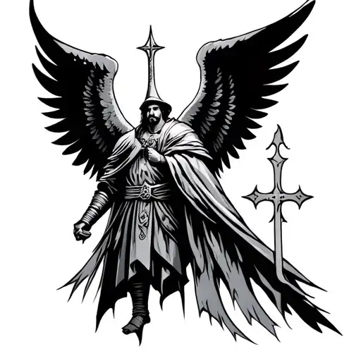 Orthodox warrior with wings tattoo design idea