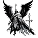 Orthodox warrior with wings tattoo design idea