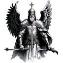 Orthodox warrior with wings tattoo design idea
