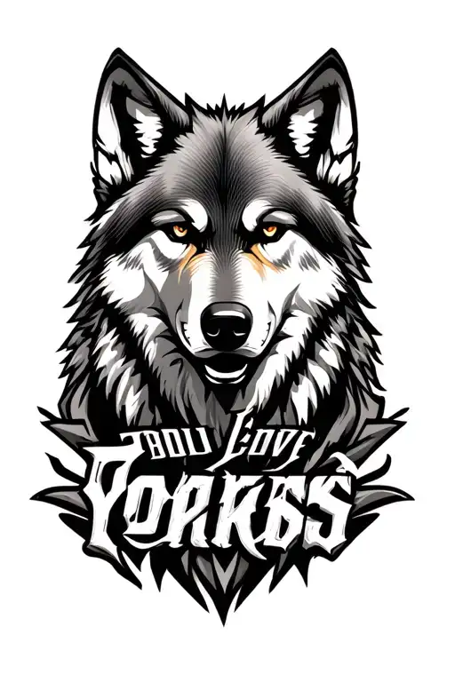 wolf with the word tattoo design idea