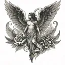 biblical verse and angle wings tattoo design idea