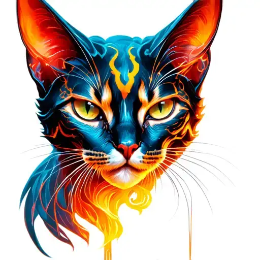 demon cat tattoo design idea