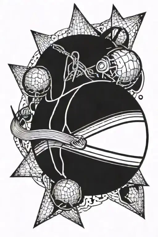 Combine a basketball and cricket ball into a unique sports-themed tattoo design tattoo design idea