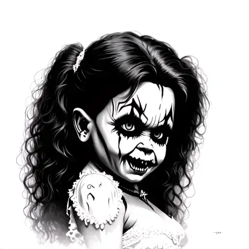 horror style, scream chucky bride of chucky tattoo design idea