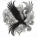 skeleton phoenix tattoo design idea
