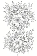 A tattoo that has a floral context, with more of leaves less of flowers and few buds here and there tattoo design idea