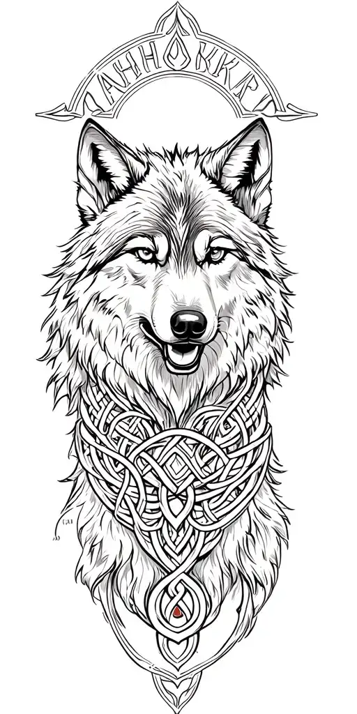 wolf surrounded by Celtic amour  tattoo design idea