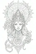 symbolize a wise protector who is blessed and faithful, embodying qualities of intelligence, guardianship, and virtue. tattoo design idea