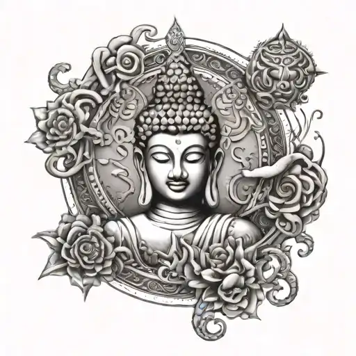 buddhism ancient mythology  tattoo design idea