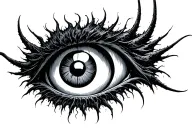 SCP logo, eldritch horror, eyes surrounded tattoo design idea