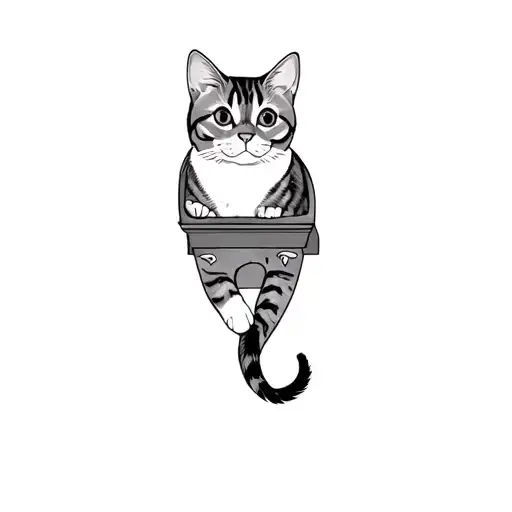 a cat in a cat house tattoo design idea