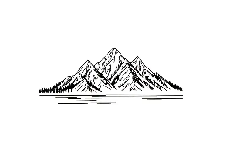 grand teton mountains minimalist  tattoo design idea