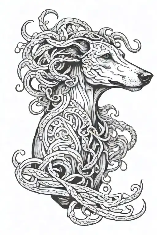 medusa greyhound tattoo design idea