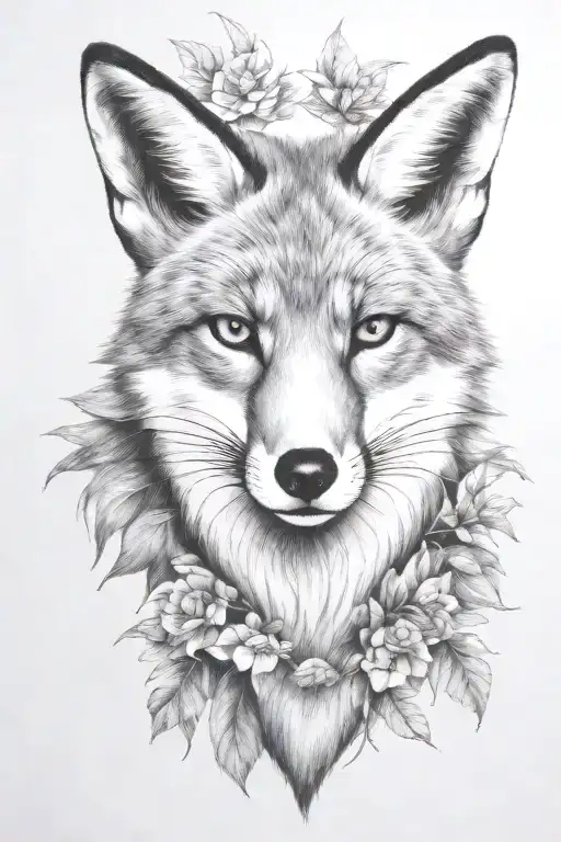 fox head with gold eyes tattoo design idea