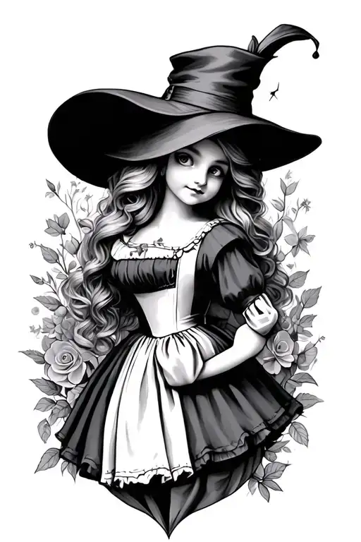 Alice in wonderland tattoo for outer thigh tattoo design idea