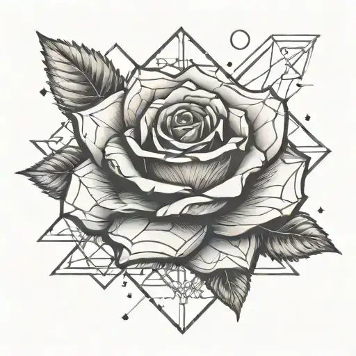 rose, galaxy and science themed tattoo tattoo design idea