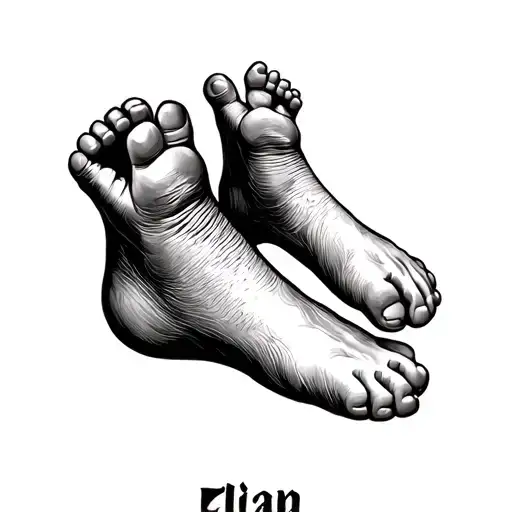 "Elian" baby feet print tattoo design idea