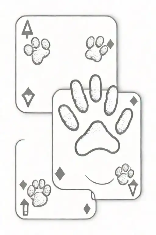 paw print playing cards tattoo design idea