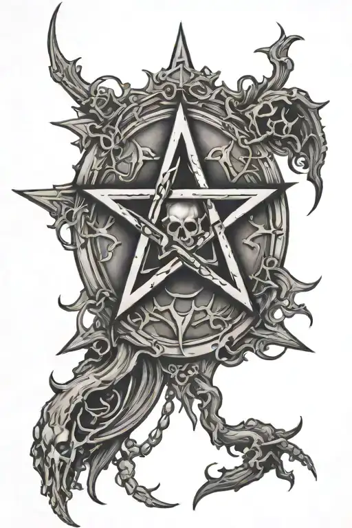 satanic pentagram 666 evil blood tattoo design idea