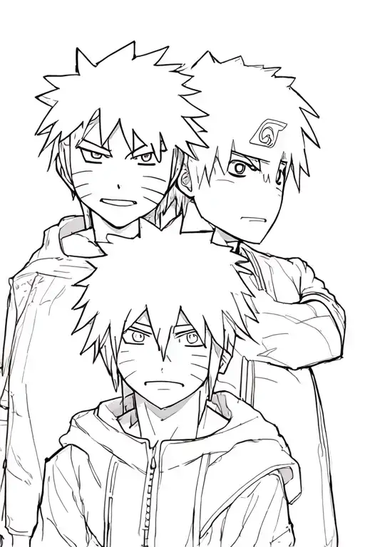 I need a tattoo sketch that depicts three characters: Ichigo Kurosaki (Bleach), Naruto Uzumaki (Naruto) and Lufi (O tattoo design idea