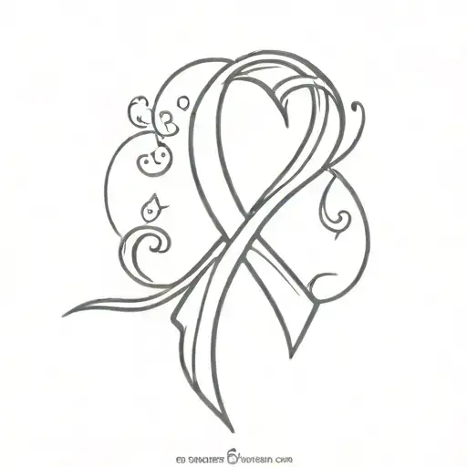 paw x semi colon cancer ribbon tattoo design idea