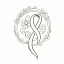 paw x semi colon cancer ribbon tattoo design idea