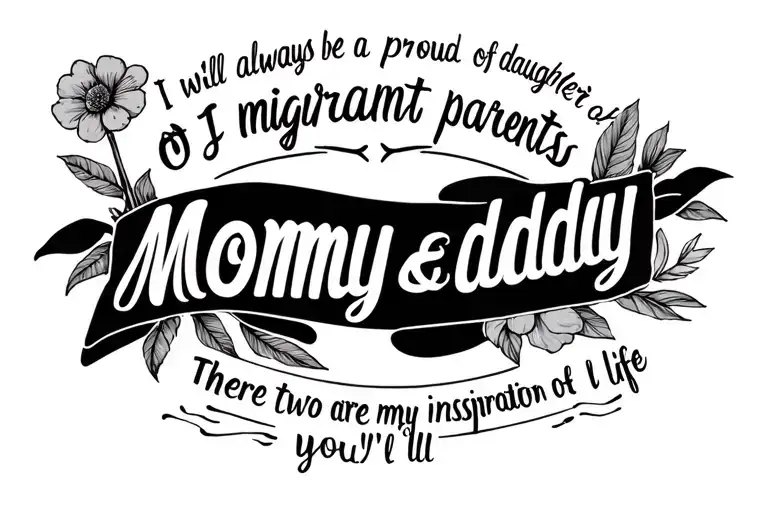 I will always be a proud daughter of migrant parents; There are two people who are my inspiration of life; Mommy and daddy you ll tattoo design idea