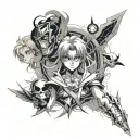 anime arm sleeve, use sailor moon, death note and demon slayer  tattoo design idea