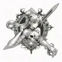 anime arm sleeve, use sailor moon, death note and demon slayer  tattoo design idea