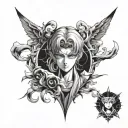 anime arm sleeve, use sailor moon, death note and demon slayer  tattoo design idea