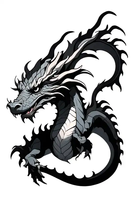 dragon and pieces arranged tattoo design idea