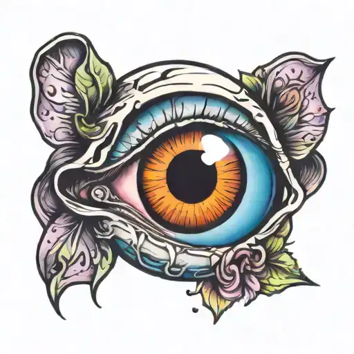 eyeball wrapped in candy wrapper tattoo design idea