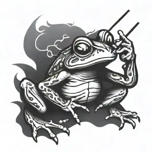 ninja frog smoking tattoo design idea