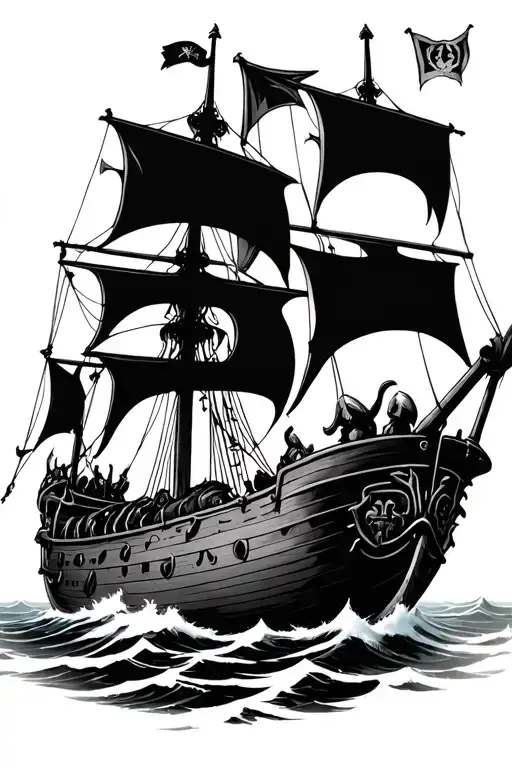 viking warrior ship sailing underneatg tattoo design idea