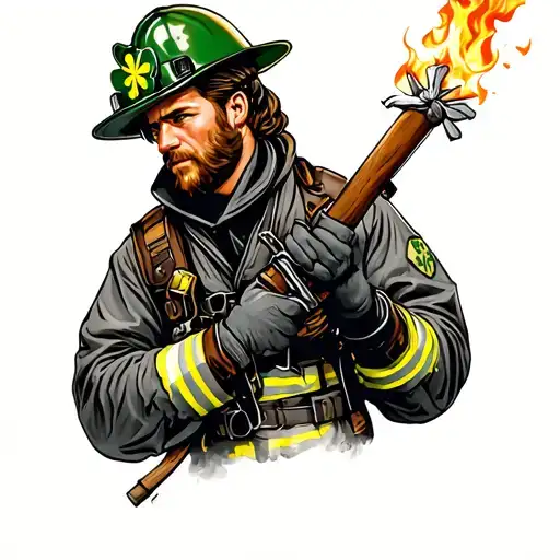 Firefighter fighting Irish  tattoo design idea