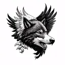 wolf and eagle arm sleeve tattoo design idea