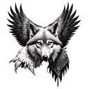 wolf and eagle arm sleeve tattoo design idea
