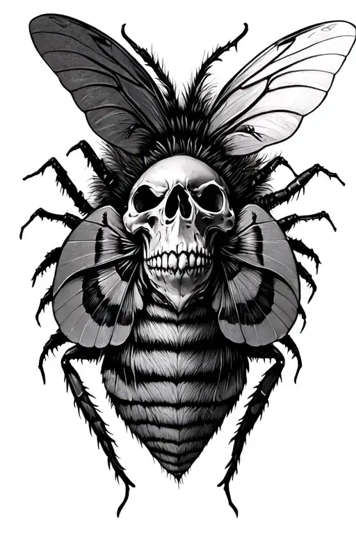 death head moth resting tattoo design idea