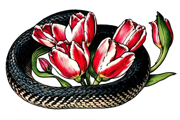 tulips, 2001,snake tattoo design idea