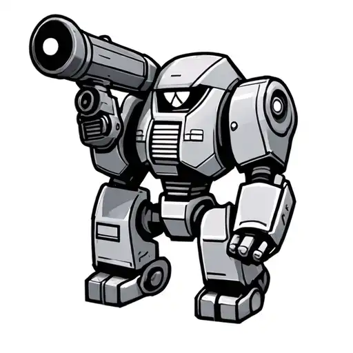 cartoon robot with ray gun tattoo design idea